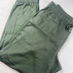 Garnet Hill Tencel Lyocell Joggers Olive Green Elastic Waist Drawstring Pants M